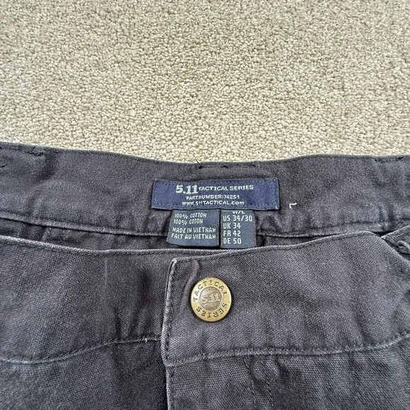 5.11 Tactical Pants Mens 34x30 Black Cargo Elastic Waist Outdoor Workwear - Picture 6 of 8